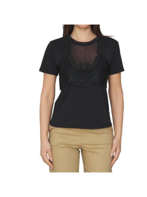 T-shirt in jersey con tulle e pizzo Twinset TWINSET | 261TT249000006