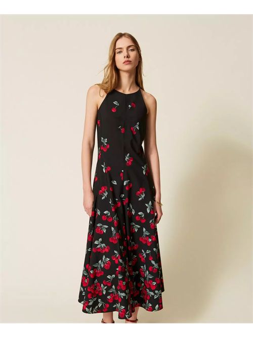 Abito lungo in popeline con stampa di ciliegie Twinset TWINSET | 261TT259113502