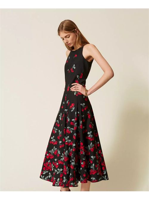 Abito lungo in popeline con stampa di ciliegie Twinset TWINSET | 261TT259113502