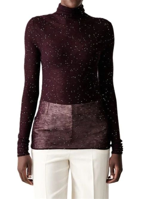 Maglia aderente a collo alto con micro paillettes Moss Pinko PINKO | 105821-A2PMW63