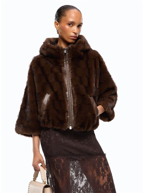 Giacca blouson effetto pelliccia con cappuccio aspen Cadetia Pinko PINKO | 107054-A3C5M11