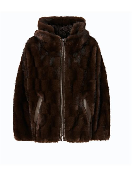 Giacca blouson effetto pelliccia con cappuccio aspen Cadetia Pinko PINKO | 107054-A3C5M11