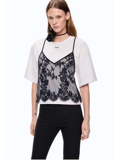 T-shirt con top in pizzo Tulipano Pinko PINKO | 107155-A3FLZZ1