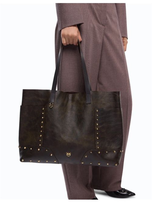 Borsa shopper in pelle color nuvola con applicazioni e borchie Pinko PINKO | 107650-A3MAL64Y