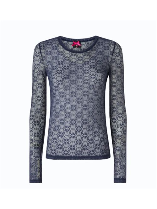 Maglia in pizzo stretch con motivo logo Love Birds Rover Pinko PINKO | 107737-A3MKF92