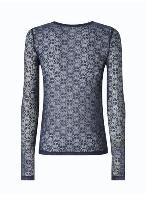 Maglia in pizzo stretch con motivo logo Love Birds Rover Pinko PINKO | 107737-A3MKF92