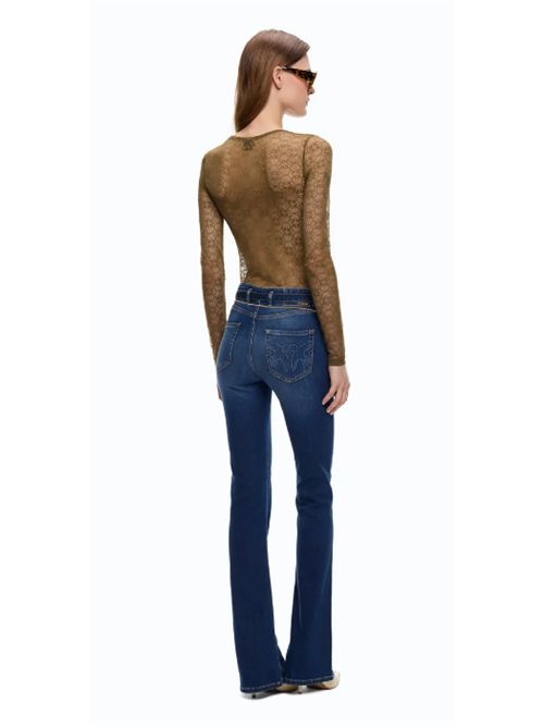 Maglia in pizzo stretch con motivo logo Love Birds Rover Pinko PINKO | 107737-A3MKX24