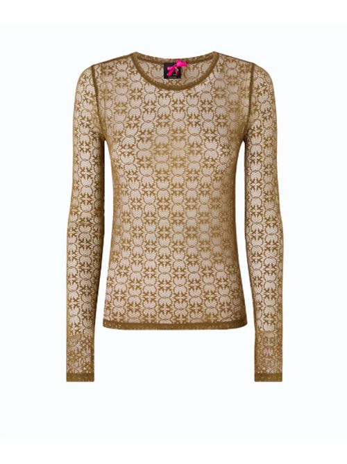 Maglia in pizzo stretch con motivo logo Love Birds Rover Pinko PINKO | 107737-A3MKX24