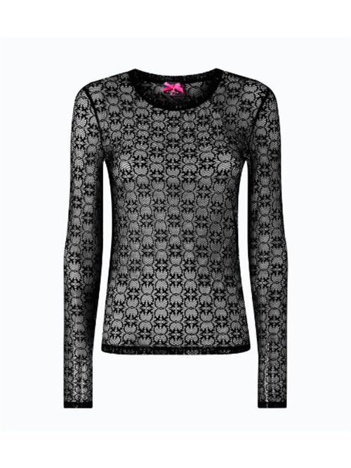 Maglia in pizzo stretch con motivo logo Love Birds Rover Pinko PINKO | 107737-A3MKZ99