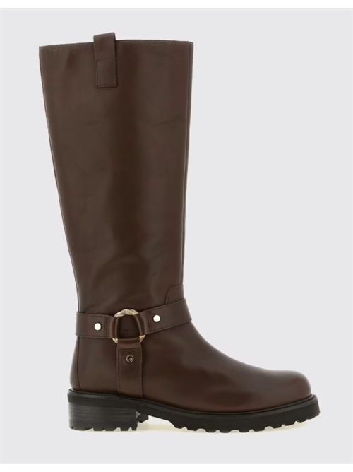 Stivali biker al ginocchio in pelle liscia con suola carrarmato Twinset TWINSET | 262TCP06413411