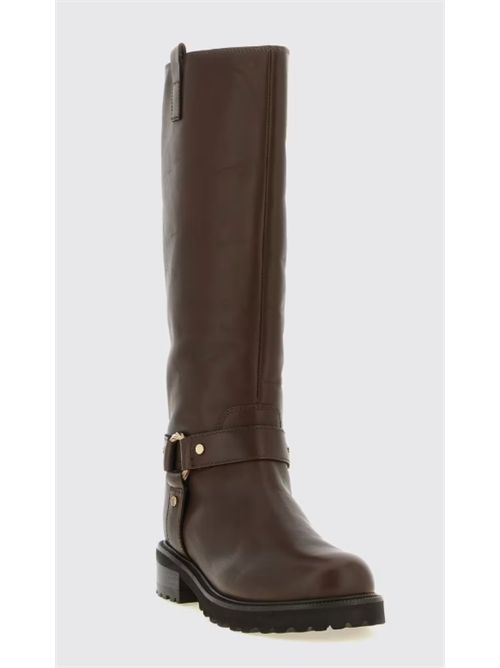Stivali biker al ginocchio in pelle liscia con suola carrarmato Twinset TWINSET | 262TCP06413411