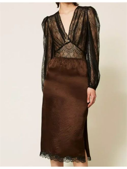 Gonna lunga in raso con bordo in pizzoTwinset TWINSET | 262TP211113853