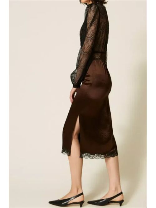 Gonna lunga in raso con bordo in pizzoTwinset TWINSET | 262TP211113853