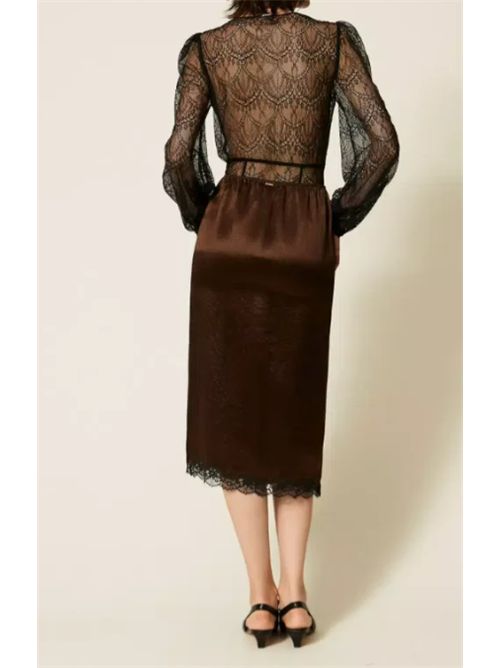 Gonna lunga in raso con bordo in pizzoTwinset TWINSET | 262TP211113853