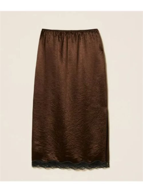 Gonna lunga in raso con bordo in pizzoTwinset TWINSET | 262TP211113853
