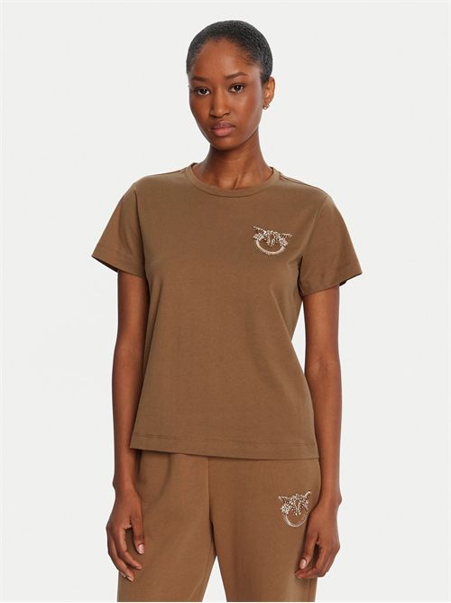 T-shirt con ricamo logo Love Birds in cristalli Pinko PINKO | 103320-A2RN-M10