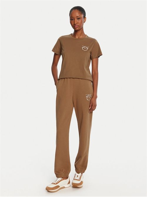 T-shirt con ricamo logo Love Birds in cristalli Pinko PINKO | 103320-A2RN-M10