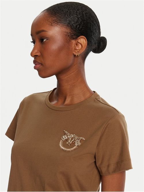 T-shirt con ricamo logo Love Birds in cristalli Pinko PINKO | 103320-A2RN-M10
