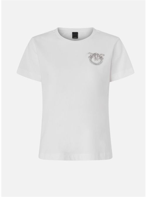 T-shirt con ricamo logo Love Birds in cristalli Pinko PINKO | 103320-A2RN-Z05