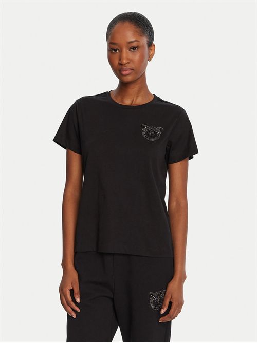 T-shirt con ricamo logo Love Birds in cristalli Pinko PINKO | 103320-A2RN-Z99