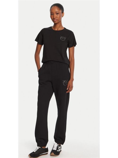 T-shirt con ricamo logo Love Birds in cristalli Pinko PINKO | 103320-A2RN-Z99