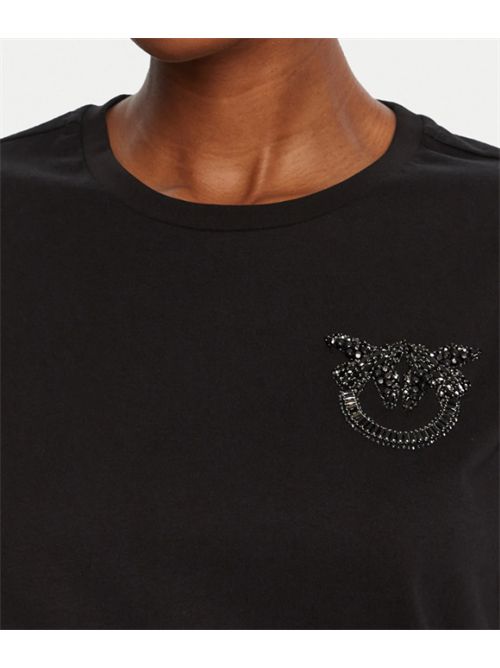 T-shirt con ricamo logo Love Birds in cristalli Pinko PINKO | 103320-A2RN-Z99