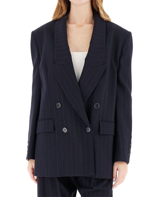 Giacca gessata doppiopetto in lana Rapisardi Pinko PINKO | 104508-A2QYEZ1