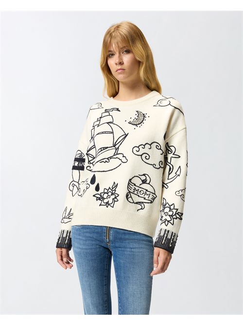 Maglione girocollo con fantasie PINKO