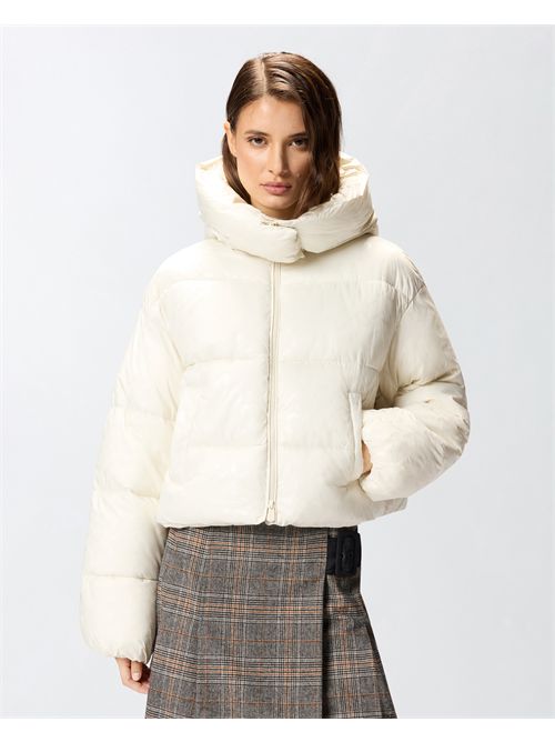 Piumino corto in tela tecnica stampa logo PINKO PINKO | 105438-A2PYC14