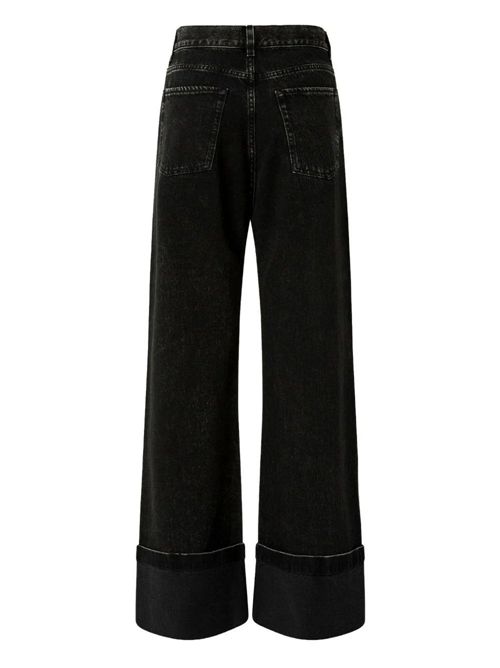 Jeans wide-leg cinque tasche in denim di cotone nero con risvolto PINKO PINKO | 105541-A2RRPJ4