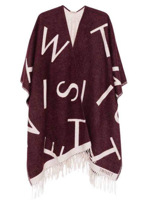 Poncho con logo all-over e frange in misto lana Twinset TWINSET | 252TA4220-05609