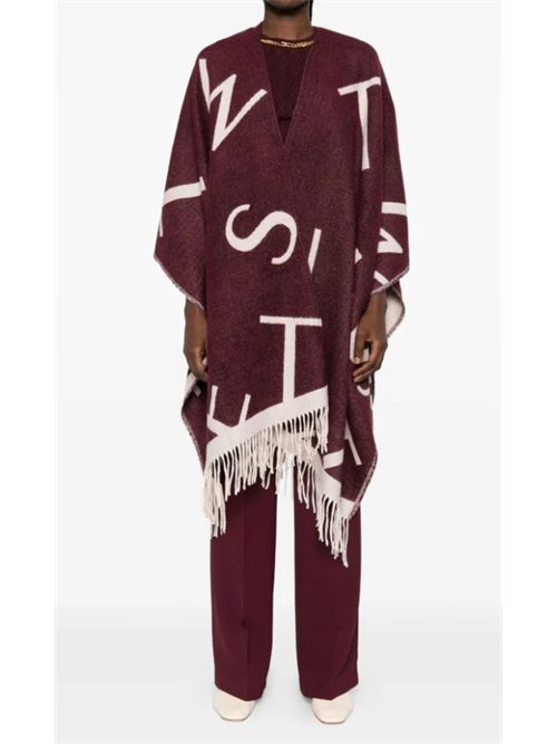 Poncho con logo all-over e frange in misto lana Twinset TWINSET | 252TA4220-05609