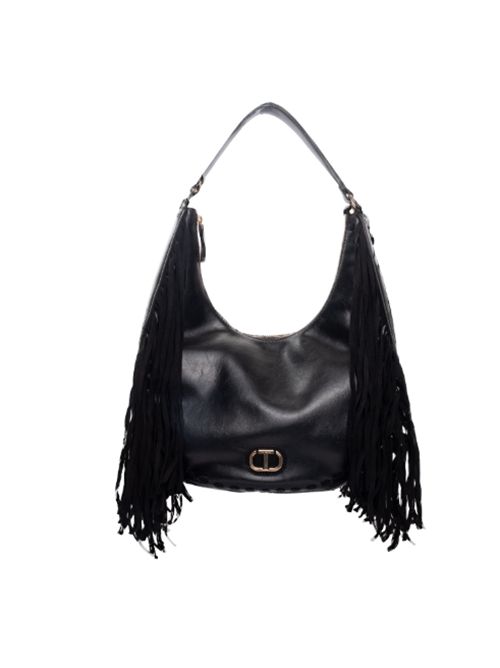 Borsa Hobo con frange e logo Oval-T Twinset TWINSET | 252TB712100006